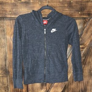 Nike Youth Girls Zip-Up Hoodie Dark Heather Gray | Size L